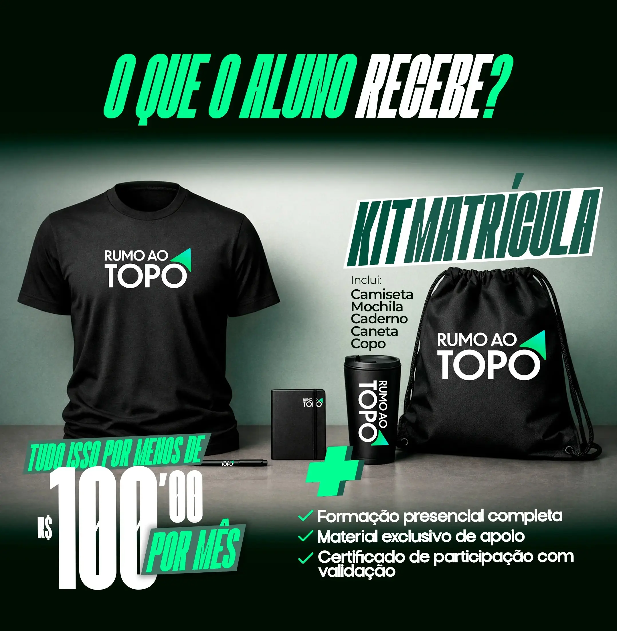 Kit Matrícula - Camiseta, Mochila, Caderno, Caneta e Copo